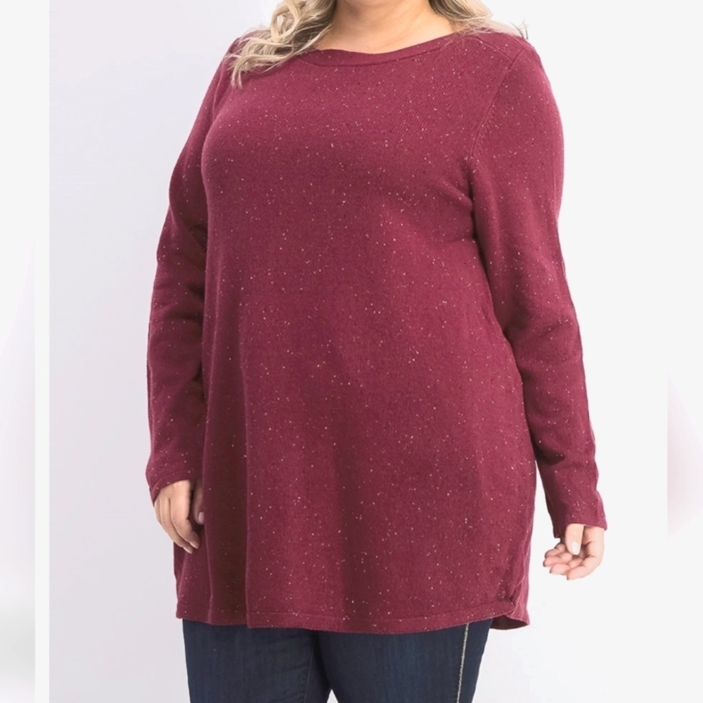 Karen Scott - Marlot Curved Hem Sweater w/ Speckle Knit